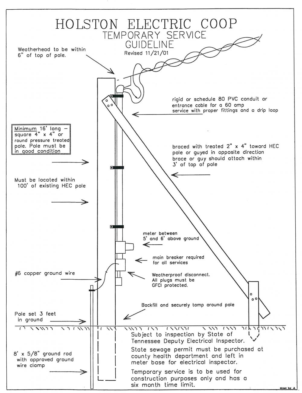 Temporary electric service pole diagram service specificatio